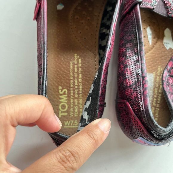 NEW Toms Classic Alpargata Sequin Snakeskin Print Slip on Flats Women Size 7.5 - Picture 4 of 5